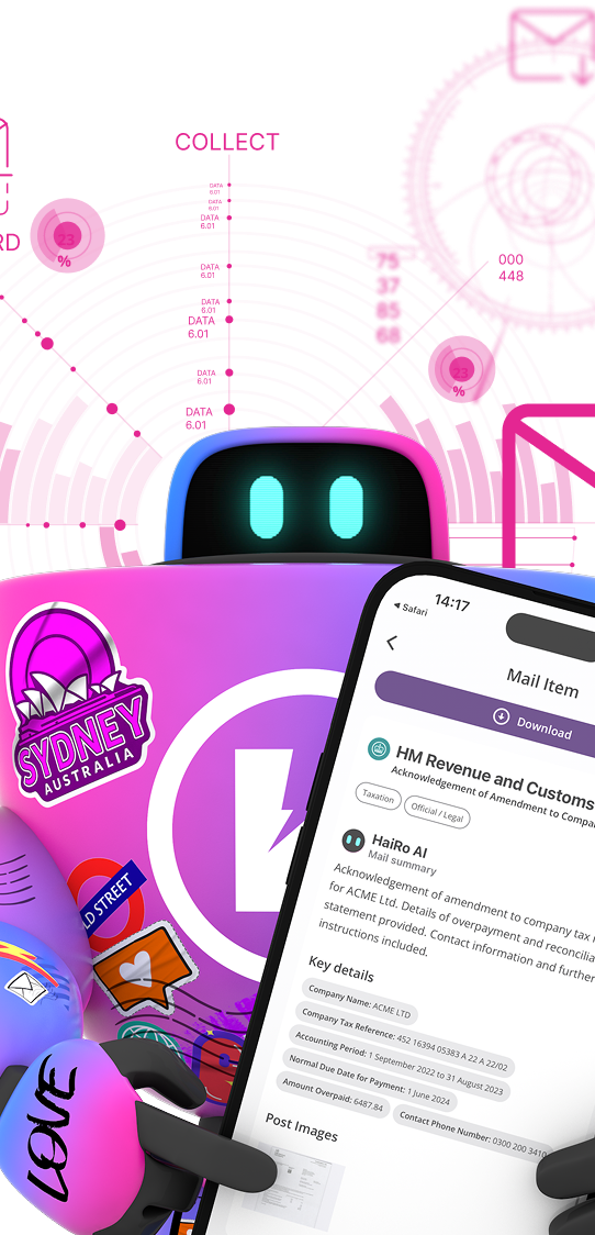 Robot holding phone as mail assistant